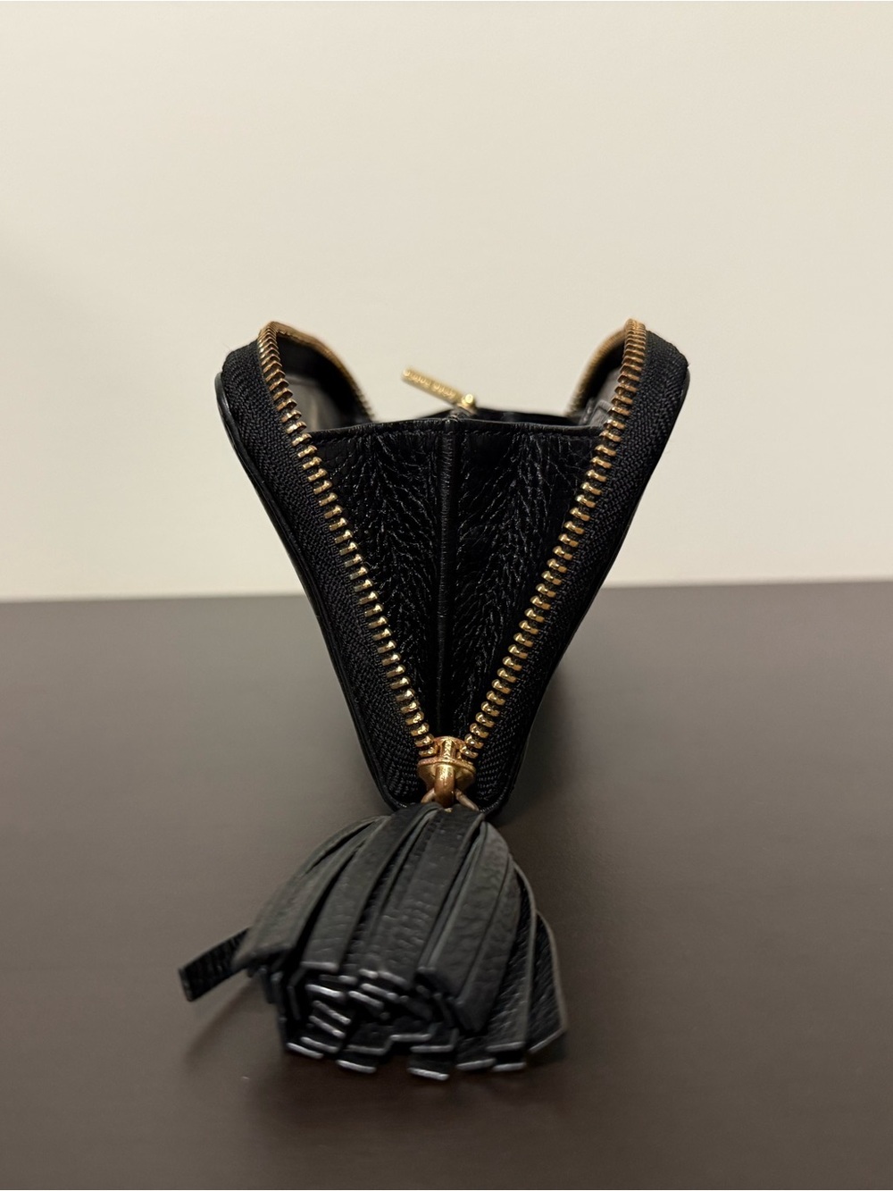 Tory Burch Thea Zip Continental Wallet Black Leather Tassel - Picture 12 of 12